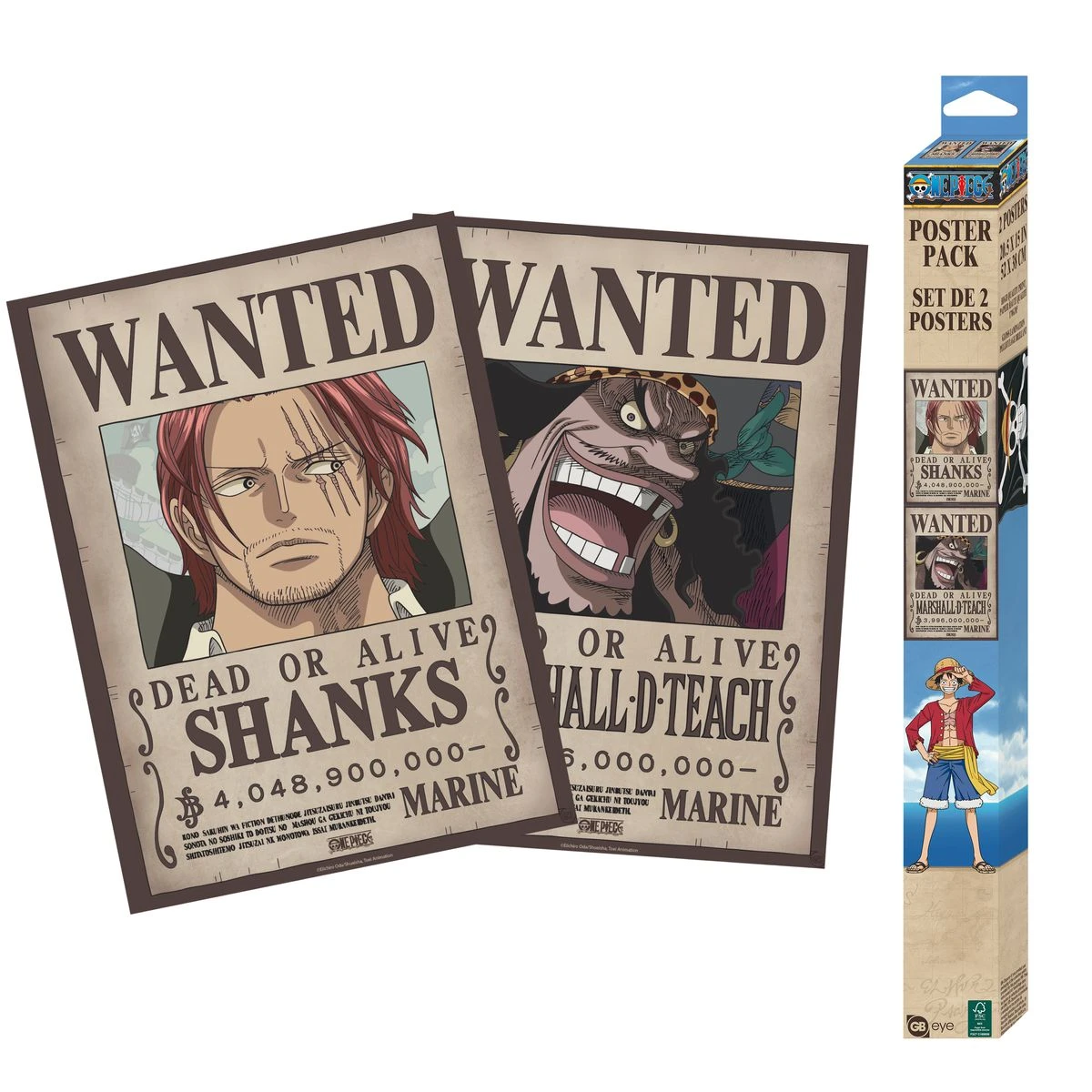 One Piece - Wanted Shanks & Blackbeard - 2 Poster-Set 1 One Piece - Wanted Shanks & Blackbeard - 2 Poster-Set